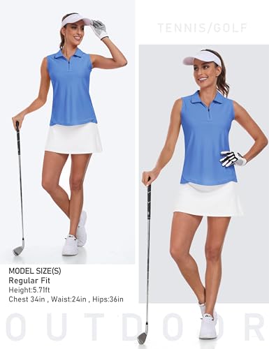 Image of AIRIKE Golf Polo Shirts for Women Sleeveless Summer Sports Athletic Fashionable Workwear-Quick Dry Womens Tank Tops