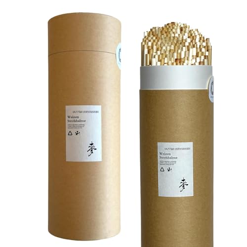 200 Stück Weizenstrohhalme – biologisch abbaubar & plastikfrei | natürliche Alternative zu Plastik-, Papier- & Glasstrohhalmen | geeignet für heiße & kalte Getränke | BPA- & glutenfrei | 20 cm