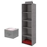 Venga amigos Étagère Suspendue 5 Niveaux Étagère de penderie à Suspendre avec 1 Tiroirs Pliable Rangement Suspendu pour Vêtements Chaussures Accessoires (Gris)
