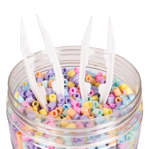 La Manuli Bügelperlen - 5000 Stück im Dose, Midi Größe 5mm, inklusive 2 Pinzetten, Steckperlen, Nachfüllset Bastelperlen Mit jeder Marke Beads kompatibel