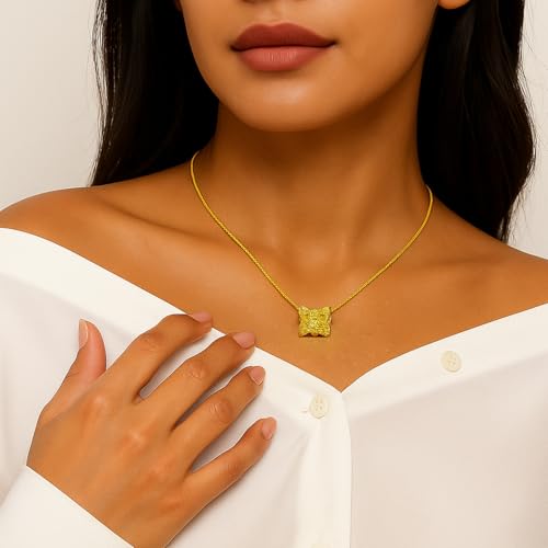 14K Gold Plated Oval Pendant Necklace for Women – Lucky LuLuTong Style with Cubic Zirconia, Hypoallergenic, Elegant Jewelry Gift3