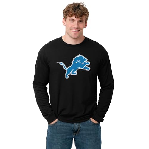 FOCO Detroit Lions NFL Mens Primary Logo Long Sleeve T-Shirt - Black - XL