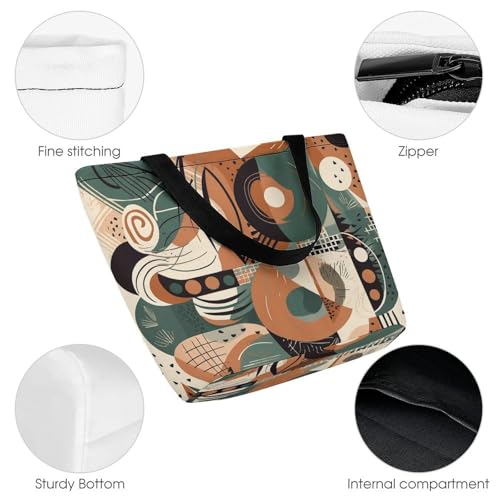 Abstract Geometric Pattern Tote Bag for Women,Shoulder Bag with Inner Pocket,Large Capacity Cloth Bags for Work ShoppingTravel Beach Gym3