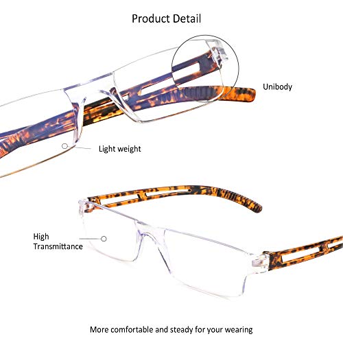 Lifeart 4 Pairs Reading Glasses, Blue Light Blocking Glasses, Computer Reading Glasses For Women And Men, Fashion Rectangle Eyewear Frame(4 Tortoise, 1.00 Magnification) #TOP1