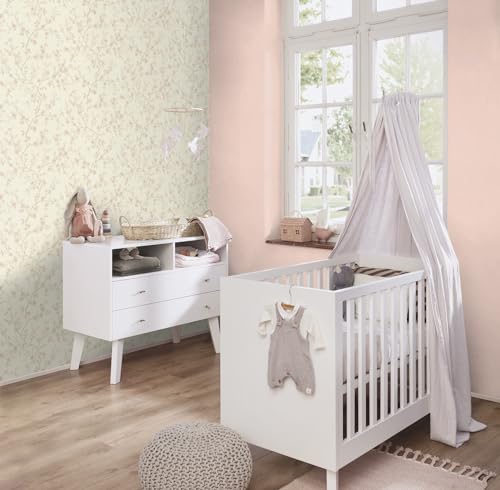 Rasch Tapete 452006 - Einfarbige Vliestapete in hellem Rosa mit Leinenoptik, Textilstruktur aus der Kollektion Country Charme – Ansicht 4