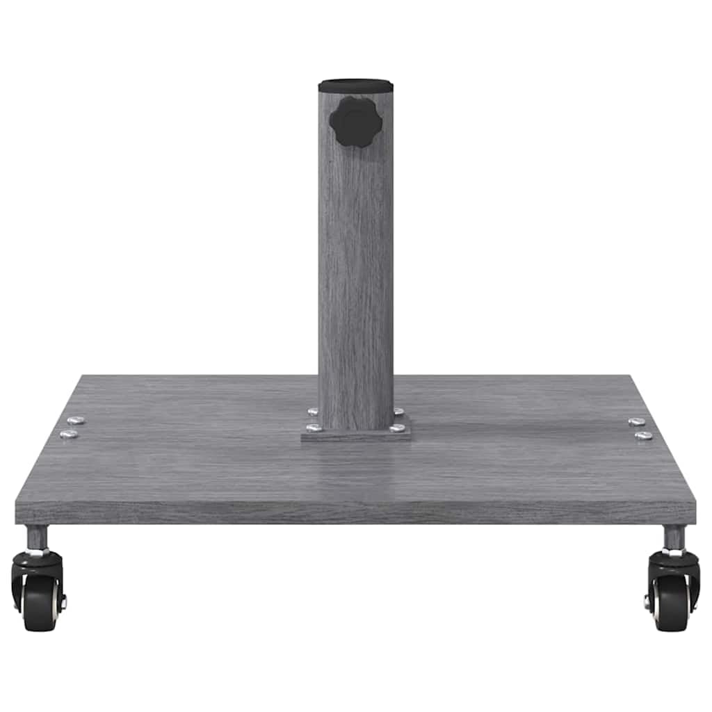Supporto per ombrellone grigio scuro, effetto legno, in acciaio, 45 x 45 x 31,5 cm, con piedini regolabili, per balcone, terrazza, giardino, cortile, patio, stabile base per ombrellone con