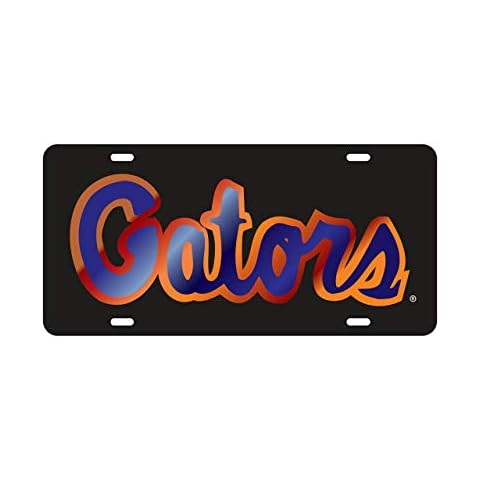 Florida Gators Laser Cut Inlaid Mirror Black Tag Blue "Gators" Cover