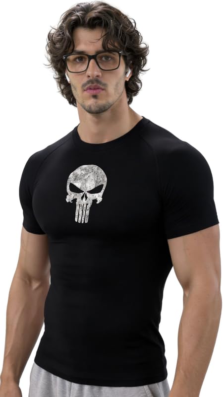 luxenbourg Mens Gym Compression T-Shirt | Polyester Half Sleeve Sports Wear and Rash Guard for Training Workout and Athletic Activewear | Black-picture-34