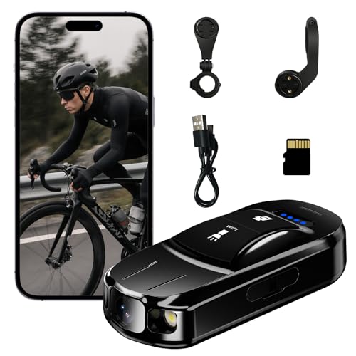 RideZen Bike Camera Small Thumb Action Camera, IPX6 Waterproof, Wireless, with Bike Mount, for...