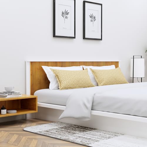 Image of Bniture Modern Low Height King Size Bed Without Storage | Engineered Wood Platform Bed Headboard | Bed King Size Wooden Cot Double Bed for Bedroom 3 Year Warranty (Frosty White & Giant Wood)