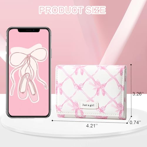 Sunwel Fashion Ballerina Wallets Girls Cute Ballet Slippers & Bow Prints Small Wallet Card Slots ID Window for Women Girls3