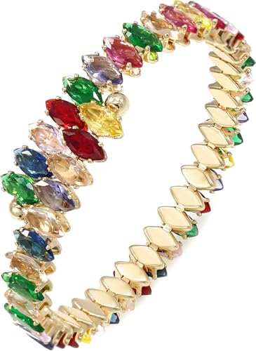 Rhinestone Cuff Bracelet for Women Cubic Zirconia Tennis Bracelets Adjustable Elastic Bangle