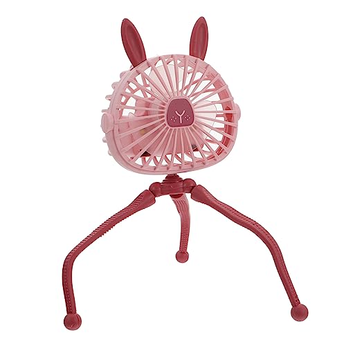 POPETPOP Mini Rabbit Ear Fan Stroller Crib Wheelchair Carriage Fan 3 Speeds Portable Rechargeable