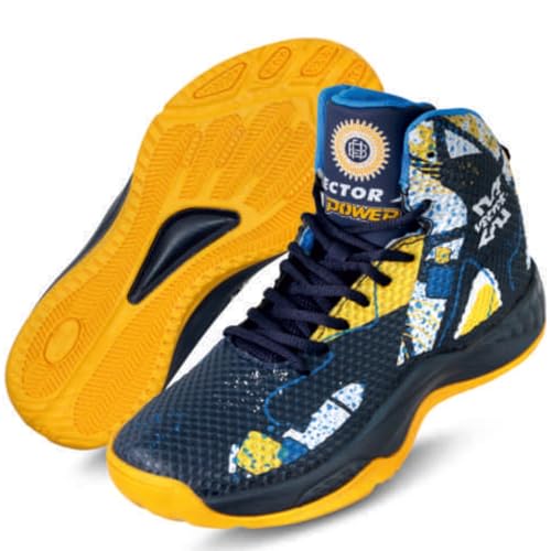 Image of Vector X BB-Power Basketball Shoes - High-Top Court Shoes with Ankle Support, Superior Grip & Cushioning for Indoor and Outdoor Play, Navy - 7UK