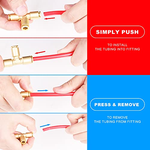 Hromee Push To Connect Union Tee Fittings, 1/4 Inch Od Tube Adapter For Air Spring Suspension Line Service Kit #TOP1