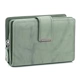 ekavale Damen Geldbörse aus weichem Leder mit RFID-Schutz - Damen-Portemonnaie (Antik-Minze)