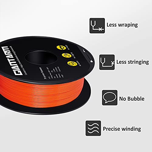 Image of GIANTARM Orange PETG 3D Printer Filament Toughness Enhanced 1kg (2.2lbs), 1.75mm Dimensional Accuracy + /-0.03mm, 1080 Feet（330m /Roll, Vacuum Package, Fit for Most 3D FDM Printer