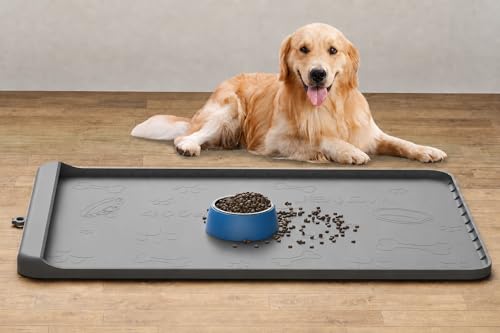 Dog Food Mat 36'x24' - Silicone Dog Mat for Food and Water Large Pet Feeding Mats with Residue...