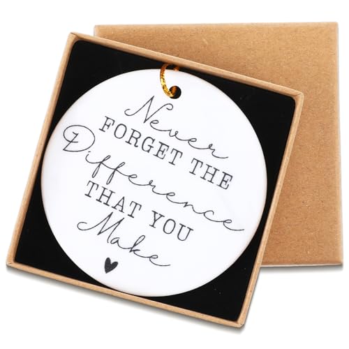 Image of COMNICO Thank You Gifts Never Forget The Difference That You Make Ceramic Ornament Keepsake Heart Sign Farewell Retirement Going Away Goodbye Appreciation for Men Women Coworkers Teachers