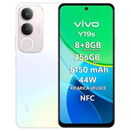 vivo Y19s Smartphone 4G, 8+8 GB RAM+256 GB, Fotocamera AI 50MP, Batteria 5150 mAh, Ricarica Veloce 44W, Display 6.68” 90Hz 1000 Nits, Audio 300% Stereo, UltraSottile 8.1mm, Idea Regalo