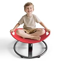 pozoera Spinning Chair for Autistic Kids - Sensory Spinning Chair for Autistic Children with Safety Handle & Non-Slip Design, Sensory Swivel Chairs for Kids 3-8 Years(Red)