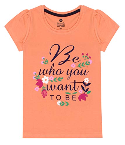 Image of Clotth Theory Girls Super Combed Cotton Regular Fit Round Neck Printed Short Sleeve Tshirt -Combo Pack of 5