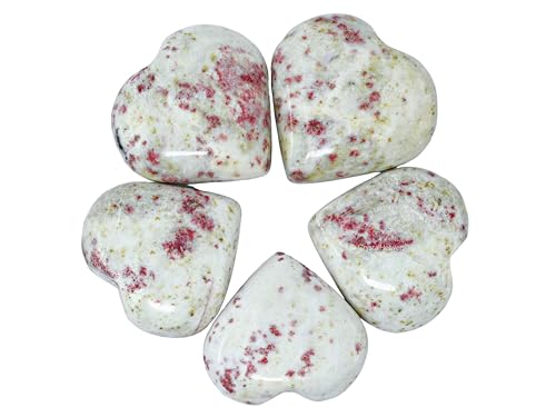 Image of Crystal Heaven Certified Cinnabarite Heart Palm Pebbles Stones For Anxiety Stress Relief Massage-Aaa Grade Original Healing Gemstone Agate Heart Palm Stone For Yoga Meditation Spiritual