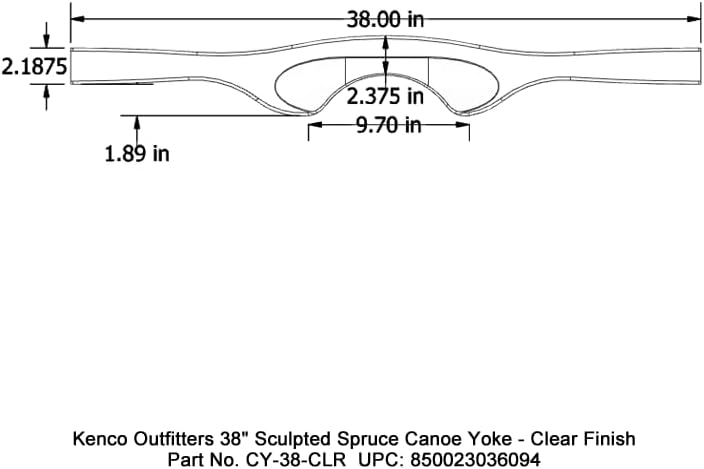 Kenco Outfitters 38" Sculpted Spruce Canoe Carrying Yoke