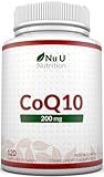 Coenzima Q10 200mg - 120 Cápsulas Veganas - 100% CoQ10 Ubiquinona Pura - 2 Meses de Suministro - 100mg de Q 10 por Capsula - Fermentada Naturalmente - Fabricada en Europa - Nu U Nutrition