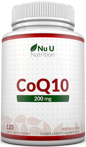 Coenzima Q10 200mg - 120 Cápsulas Veganas - 100% CoQ10 Ubiquinona Pura - 2 Meses de Suministro - 100mg de Q 10 por Capsula - Fermentada Naturalmente - Fabricada en Europa - Nu U Nutrition