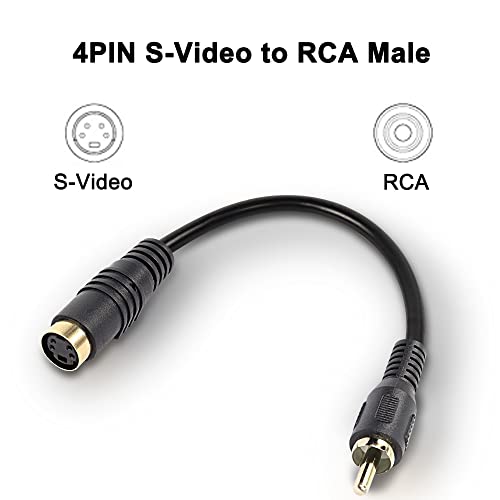 Xmsjsiy S-Video To Rca Cable Composite Rca Male To S-Video 4 Pin Mini Din Terminale Female Av Stereo Audio Video Connector Adapter Extension Cable-2Pcs 15Cm/5.9Inch #TOP4