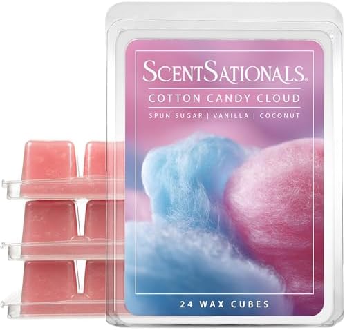 ScentSationals Cotton Candy Cloud Scented Wax Melts - Spun Sugar, Vanilla, & Coconut, 10oz (24 Cubes)