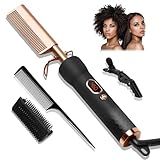 Hot Comb for Wigs Human Hair,Curling Iron with 12 Temp Settings Heating Up to 450°F,Pressing Combs 110-240V Straightening Comb for Curl/Straight
