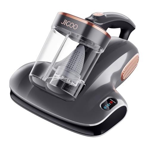 JIGOO S100 Aspirateur de Matelas sans Fil：Aspirateur Anti-Acariens avec UV, 80000 TR/Min pour Nettoyage Profond des Matelas/Lits Bébé/Canapés/Poils d'animaux