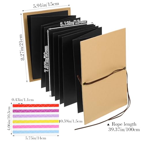 Mini Álbum de Scrapbook de 6 x 8 Pulgadas | Álbum de Scrapbook en Acordión con Pegamento para Esquinas y Cierre de Cuero, Pequeño Álbum para Manualidades para Bodas, Cumpleaños y Día de la Madre miniatura 2