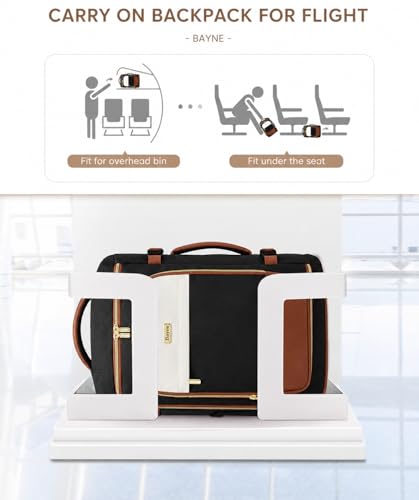 Image of Crewer Bayne Travel Backpack for Women and Men | Water Resistant Cabin Bag with Laptop Compartment & Multiple Organiser Pockets | Carry On Luggage | Backpack for Women Travel