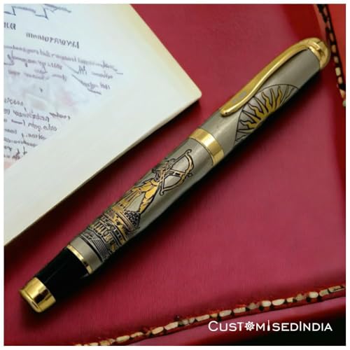 Image of Lord Shree Ram Ayodhya Etched Pen - Premium Engraved Metal Pen with Divine Design & Smooth Writing