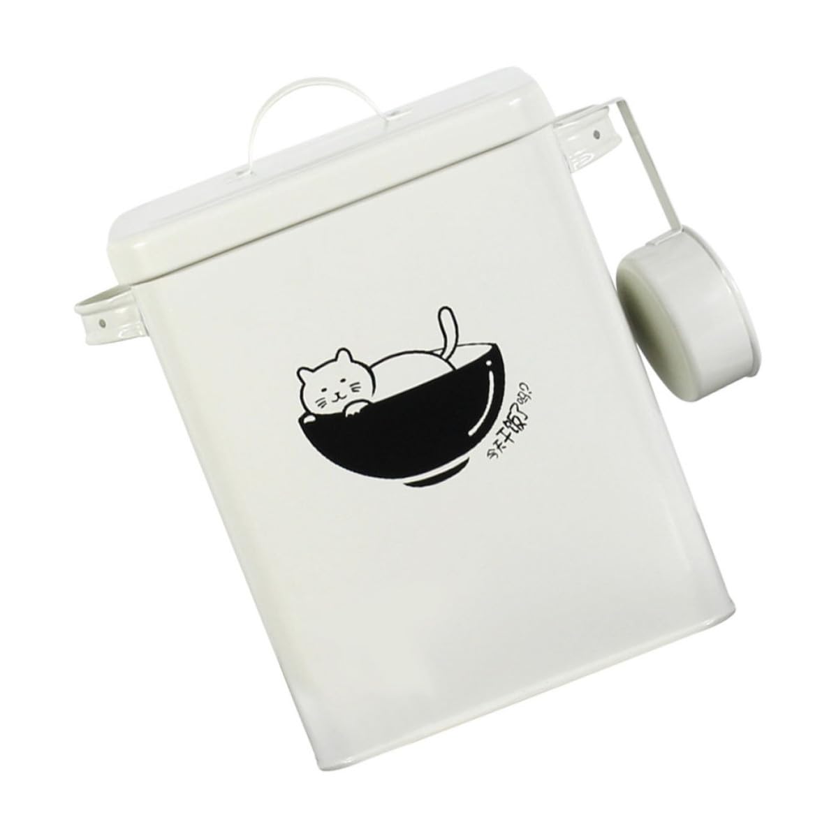 KALLORY Recipiente Sellado para Comida de Mascotas Cuchara, Hierro Blanco