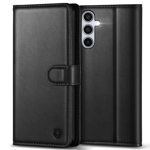 Kuafcase for Samsung A55 5G Case with 4 Card Slots Magnetic Closure Kickstand Shockproof Protective Phone Case for Samsung Galaxy A55 - Black