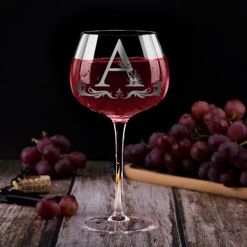 Personalized Monogram Gifts for Women - Customized Initial A-Z Wine Glass, Unique Christmas Birthday Gifts for Her, Mom, Wife, Sister, Daughter, Friend (Letter A) #4