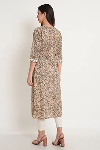 Image of Amazon Brand - Anarva Jaipuri Cotton Printed Straight Kurta for Women