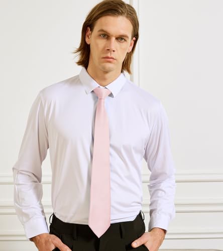 Image of KOOELLE Men's Ties Solid Pure Color Plain Neckties Formal Black Ties For Men