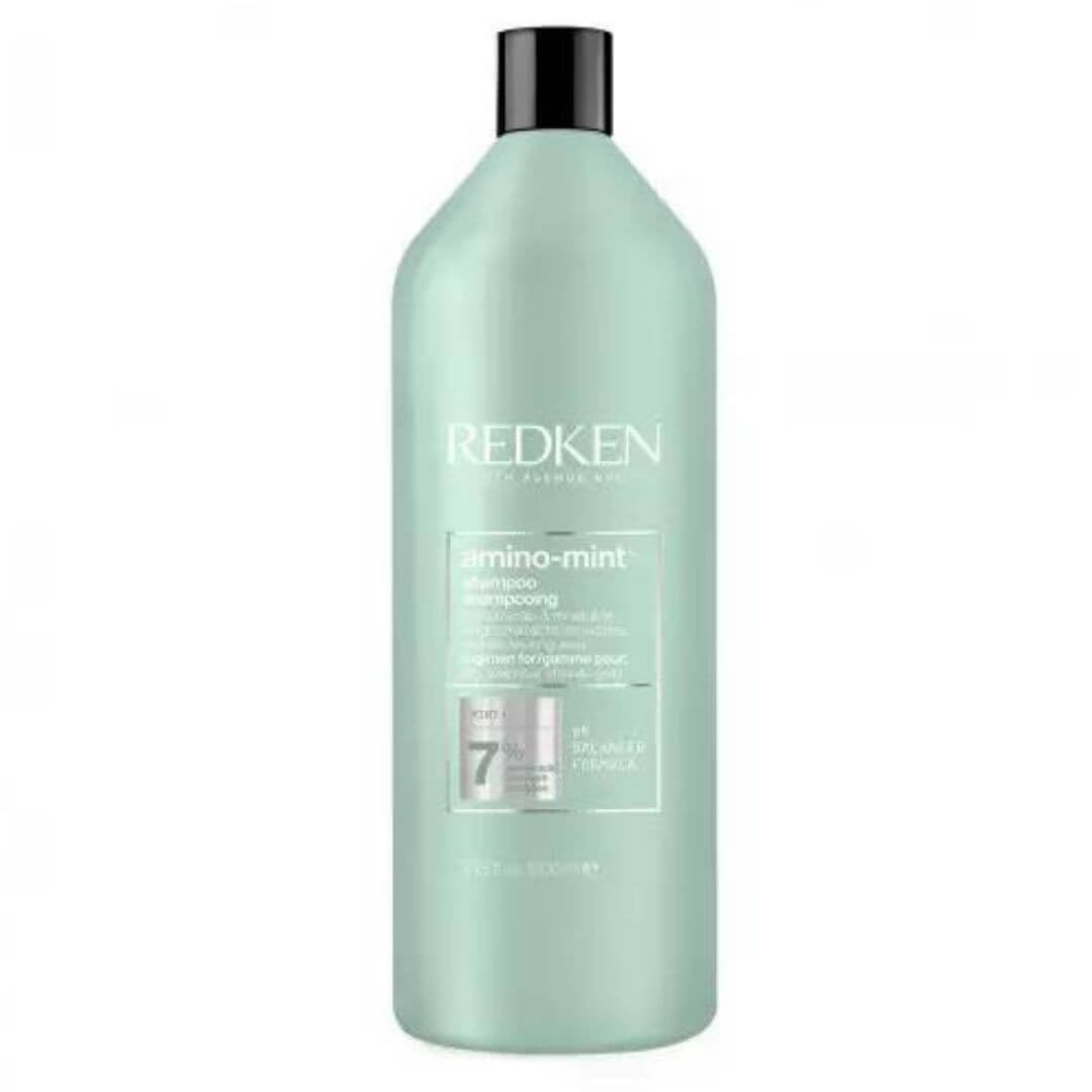 REDKEN Redken Szampon do mięty przeciwtłuszczowej, oczyszcza i oczyszcza tłuste i długie uczulone włosy, Odświeża korzenie i nie przynosi wagi, Amino Mint, 1000 ml