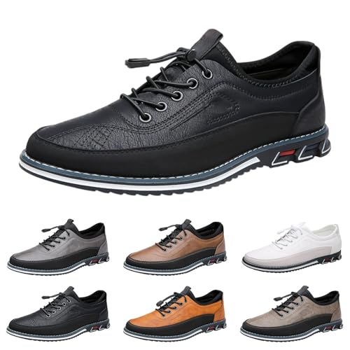 Men Dress Sneakers Business Casual Oxford Shoes Lace-Up Wide Width No Slip Rubber Sole Loafers Summer Lightweight Comfortable Breathable Walking Driving Office Work Shoes All Day Comfort Black 10.5
