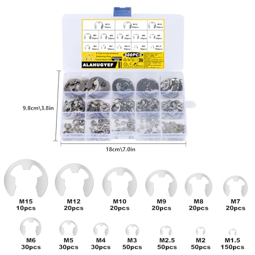 Miniatura 2 de Kit De 500 Piezas De E-Circlip, Anillos De Retención Externos E Internos, Kit De Anillos De Presión E, Disponibles En 13 Tamaños
