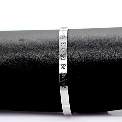 Image of Uloveido Stainless Steel Inspirational Bracelets for Women Engraved Personalized Mantra Initial Motivational Cuff Bangle Y460