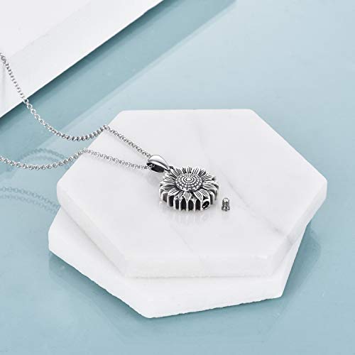 Sterling Silver Sunflower Urn Necklace for Ashes Rose Flower Cremation Jewelry for Ashes2
