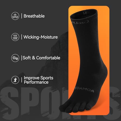 Toe Socks Men Women Athletic Running Coolmax Five Finger Crew Socks Comfortable Breathable Lightweight 3-Pairs2