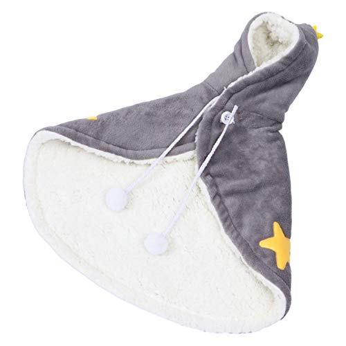 Camisola com manto de lã e quente para gatos de estimação (estrela cinza com cordão código S)