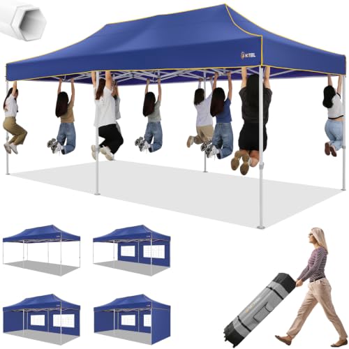 Image of Hoteel 10x20 Heavy Duty Pop Up Canopy Tent Without Sidewalls, Dark Blue